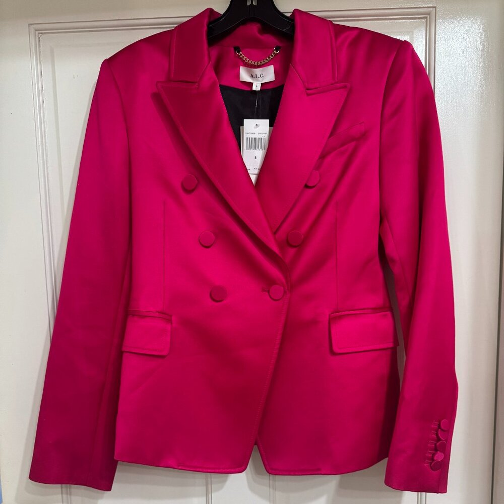 SALE NEW with Tags $650 A.L.C. Heavy Satin Disco Pink Jacket sz 8
